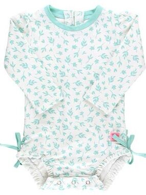 RuffleButts Whimsical Charm Long Sleeve One Piece Rash Guard swimsuit 6-12 month